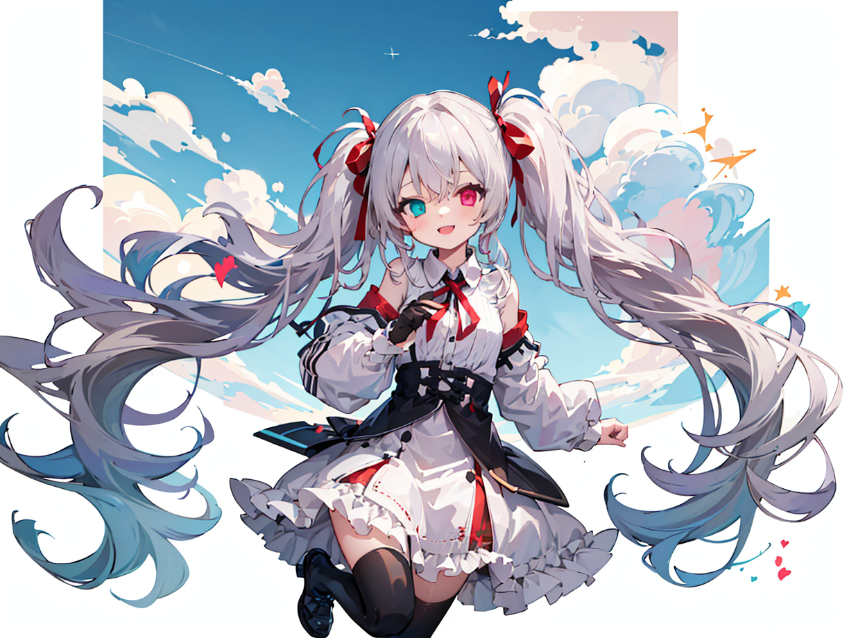 01154-624398403-1girl, solo, neat and clean, simple color, dress, look at sky, thighhighs, _lora_白葱_0.6_, 25ji_m, heterochromia, twintails, very.png